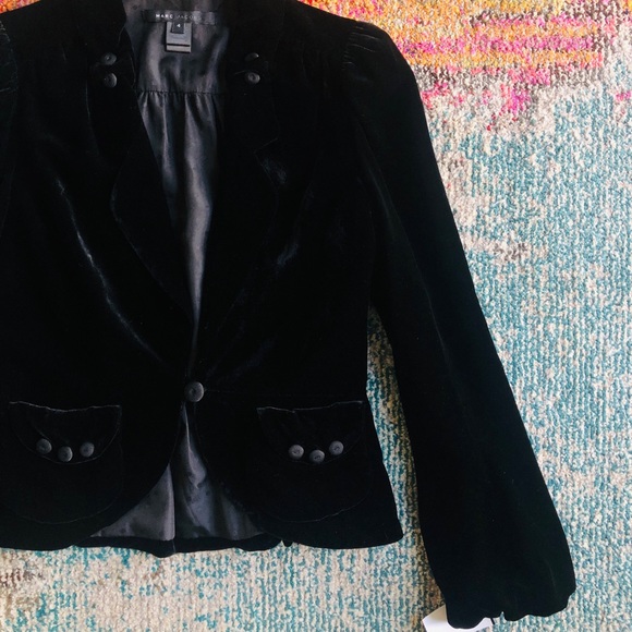 Marc Jacobs Puff Shoulder Black Velvet Blazer - Picture 3 of 8